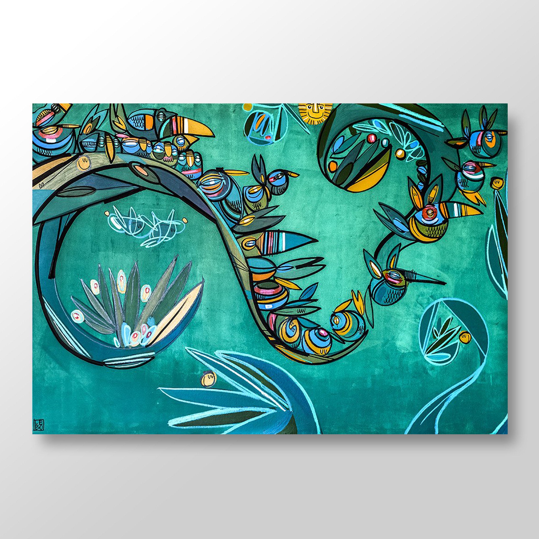 All Birds On A Branch - Lebo Brushed Aluminum Artbond